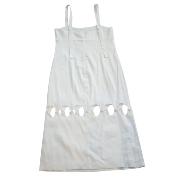 Antonio Melani Linen Blend Square Neck Sleeveless Cut Out Sheath Midi Dress - Picture 5 of 7